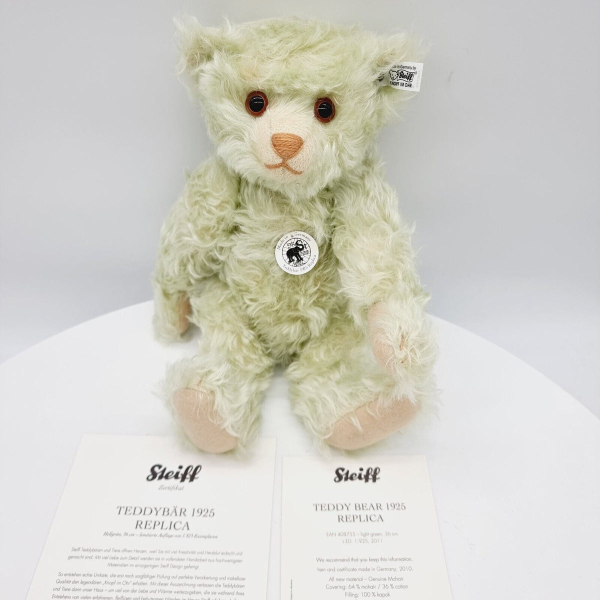 Steiff 408755 Teddybär 1925 Replica hellgrün limitiert 1925 36 cm Mohair
