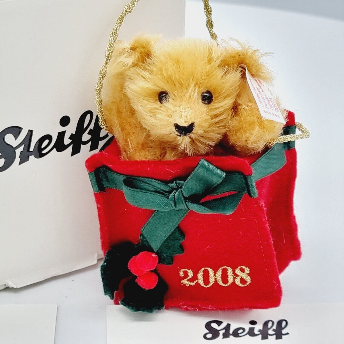 Steiff 662263 Christmas Cracker 2008 Teddybär Ornament 10 cm