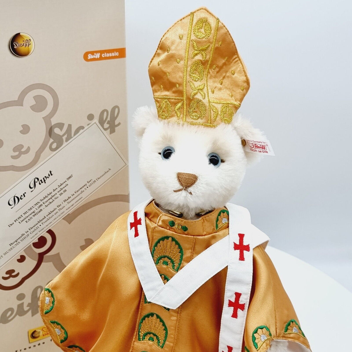 Steiff 992568 Teddybär Papst limitiert 1500 aus 2007 29 cm Mohair