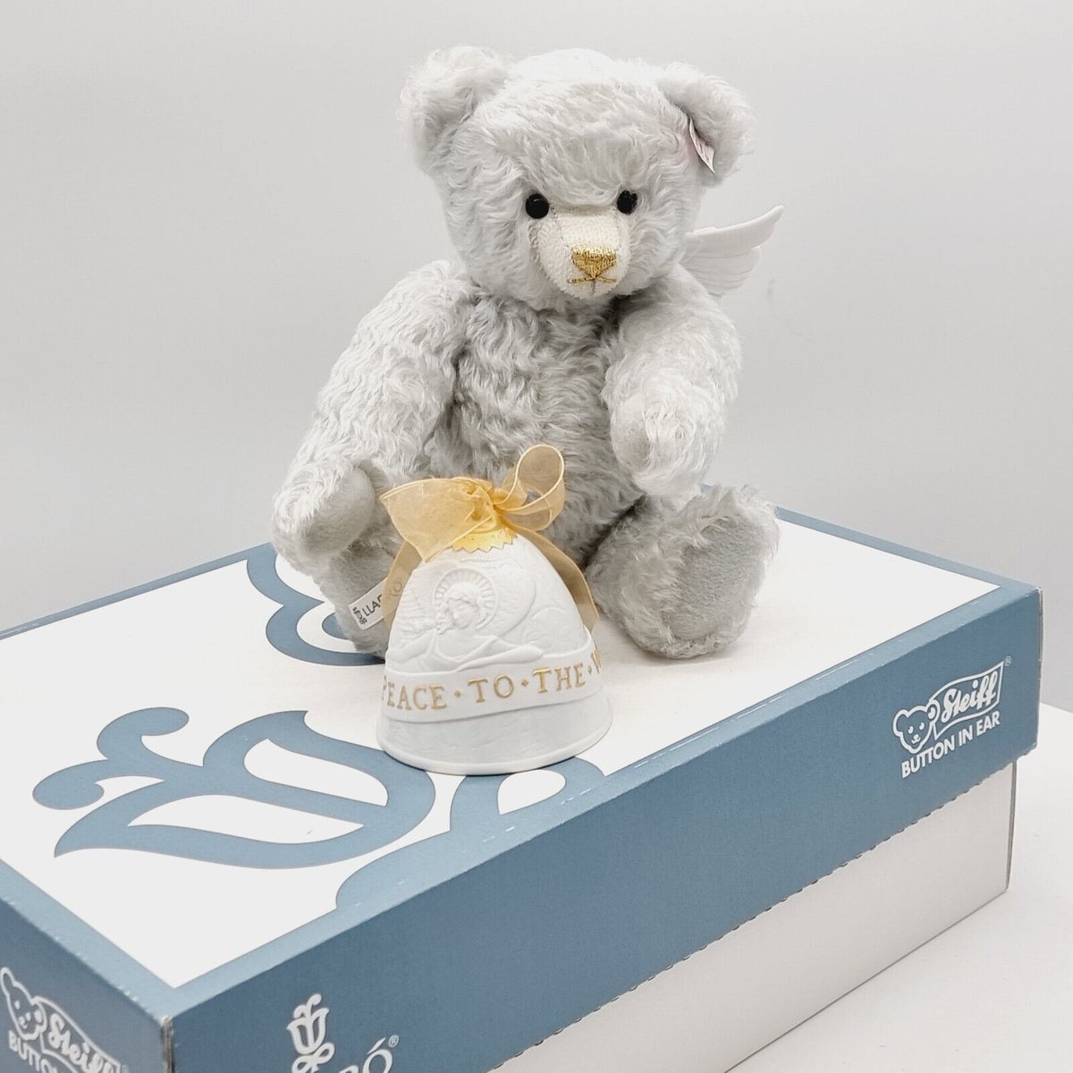Steiff 676833 Teddybär Angel Engel mit Flügeln Lladro Porzellan Glocke Peace