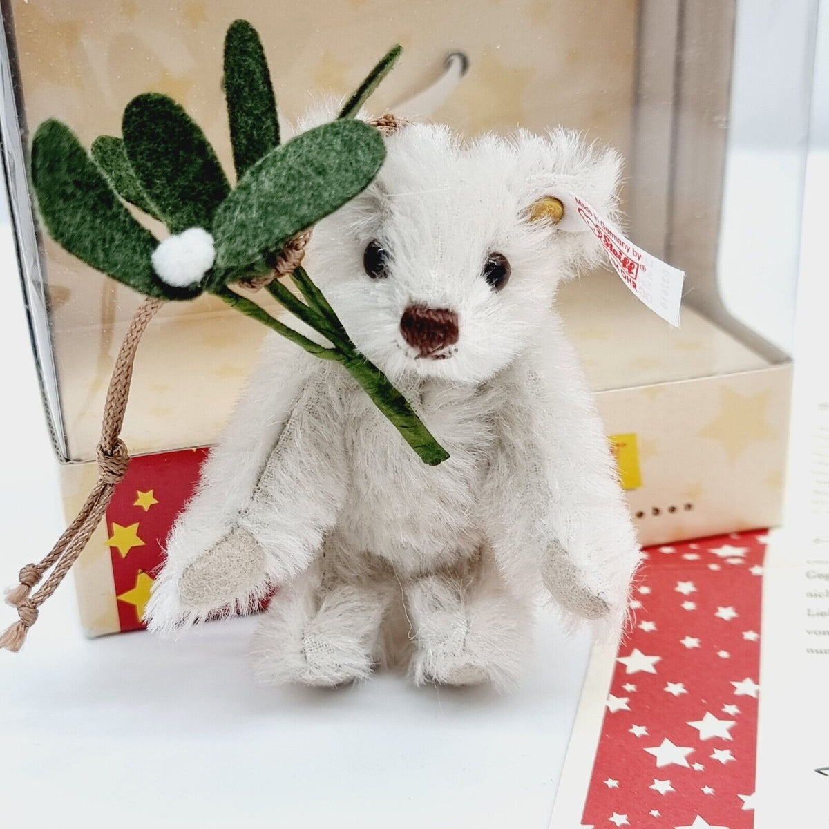 Steiff 037610 Teddybär Ornament mit Mistelzweig 10 cm 2005 limitiert 5000