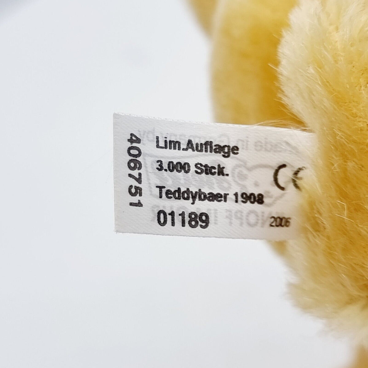 Steiff 406751 Teddybär 1908 Replica gelb limitiert 3000 35 cm Mohair