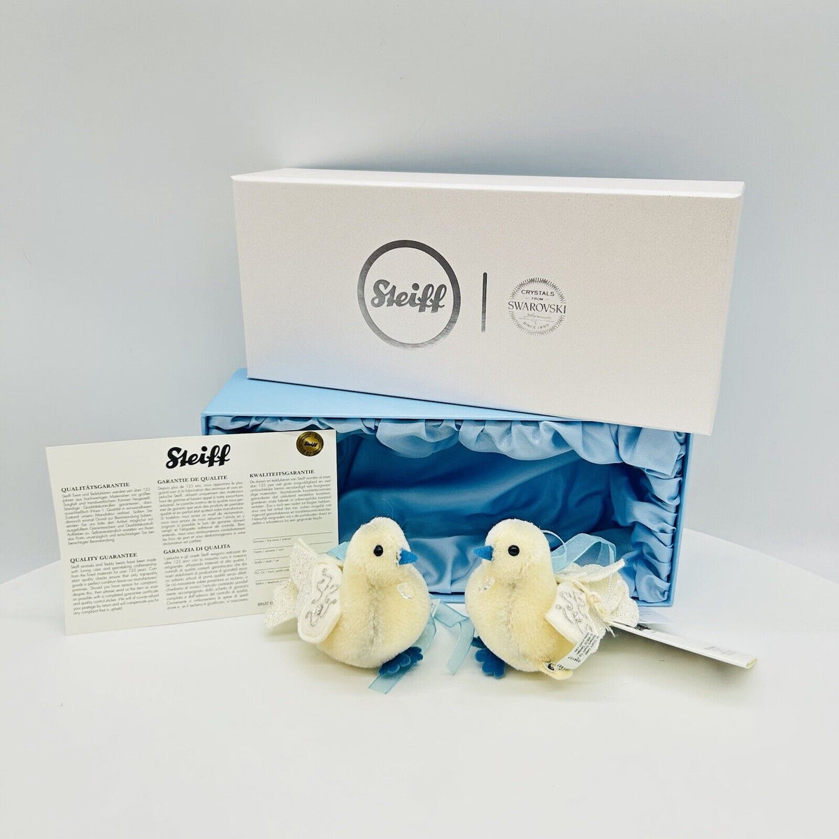 Steiff 034107 Swarovski Taubenset limitiert 7 cm Mohair