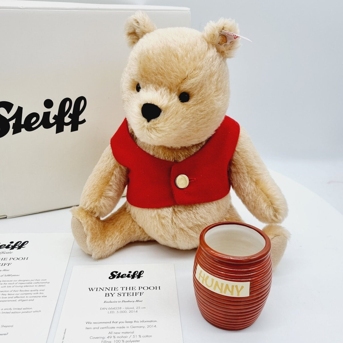Steiff 664558 Danbury Mint Teddybär Winnie the Pooh mit Honigtopf limitiert 5000
