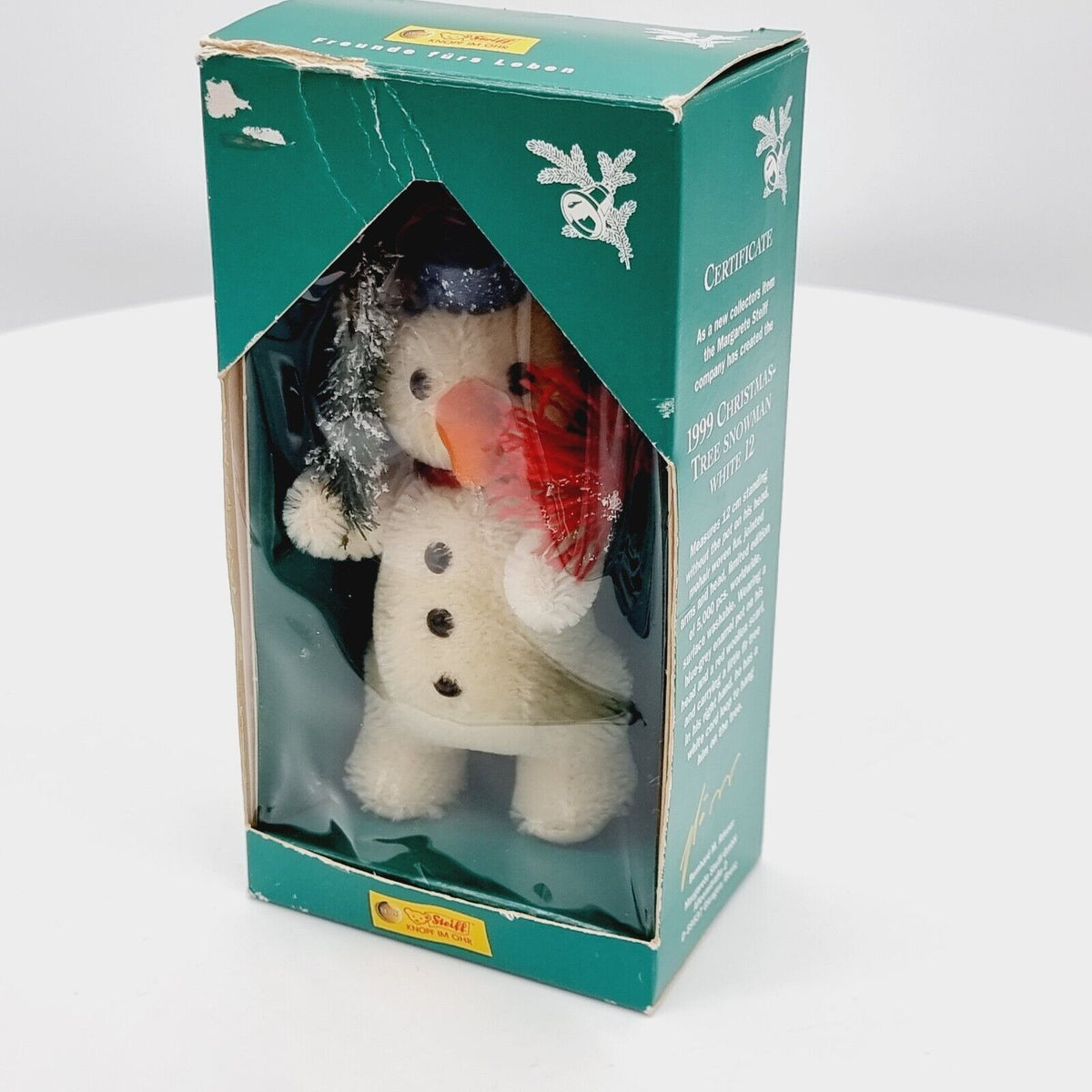 Steiff 670428 Weihnachtsbaum Schneemann weiß 12 cm limitiert 5000 Jahr 1999