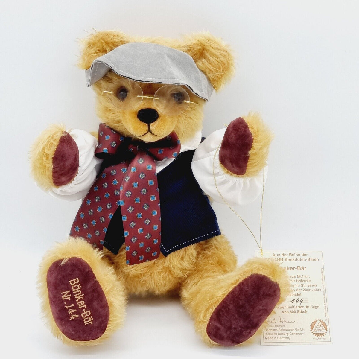 Hermann Teddybär Bänker-Bär Nr. 144 limitiert 500 Mohair Anekdoten-Bär