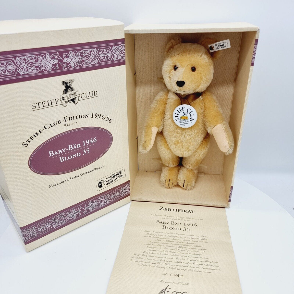 Steiff 420054 Club Edition Baby Bär blond 35cm 1995 limitiert Zertifikat