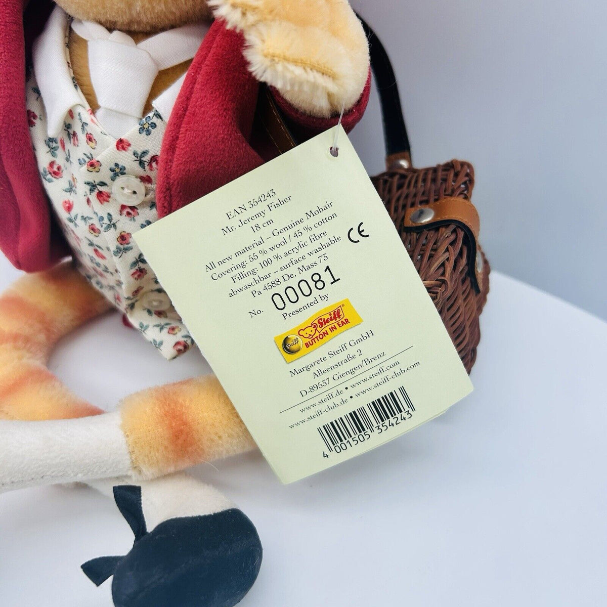 Steiff 354243 Beatrix Potter Mr. Jeremy Fisher limitiert 1500 aus 2003 18 cm