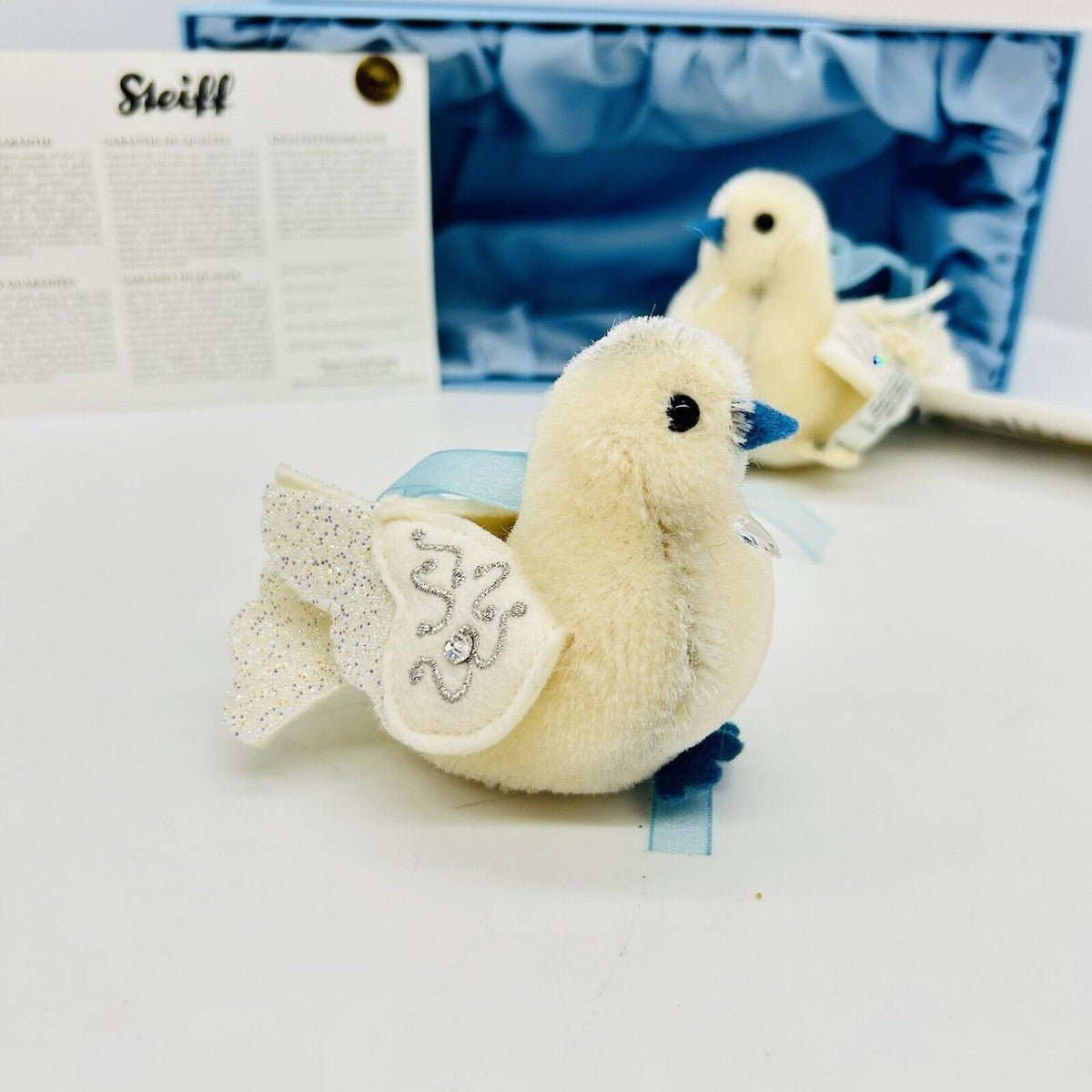 Steiff 034107 Swarovski Taubenset limitiert 7 cm Mohair