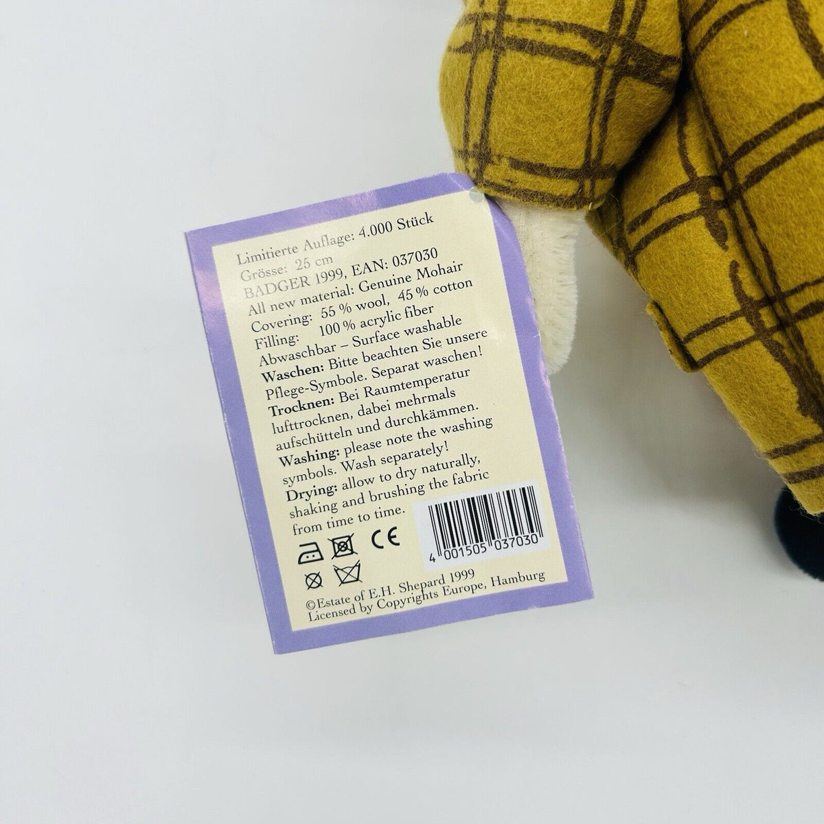 Steiff 037030 Dachs Badger aus The Wind in the Willows limitiert 4000 28 cm