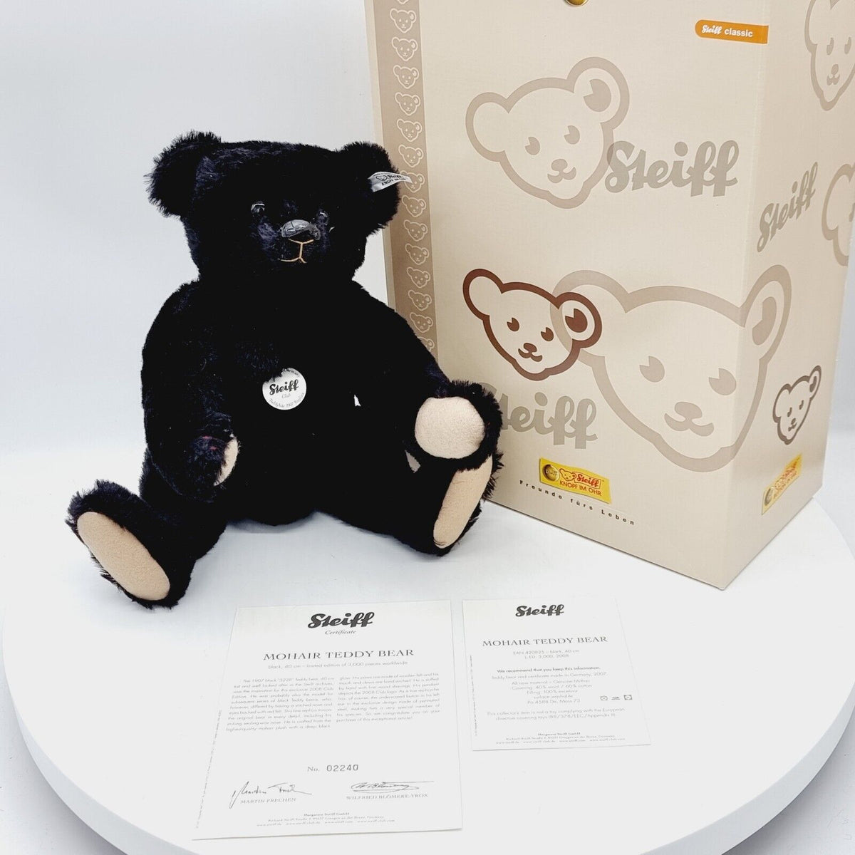 Steiff 420825 Teddybär schwarz Replica 1907 limitiert 3000 aus 2008 40 cm Mohair