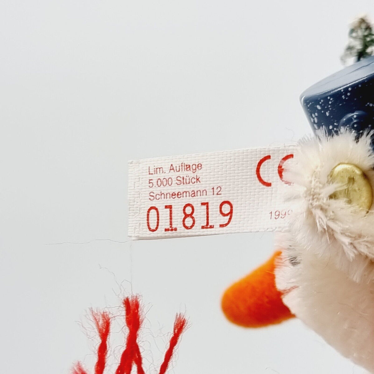 Steiff 670428 Weihnachtsbaum Schneemann weiß 12 cm limitiert 5000 Jahr 1999