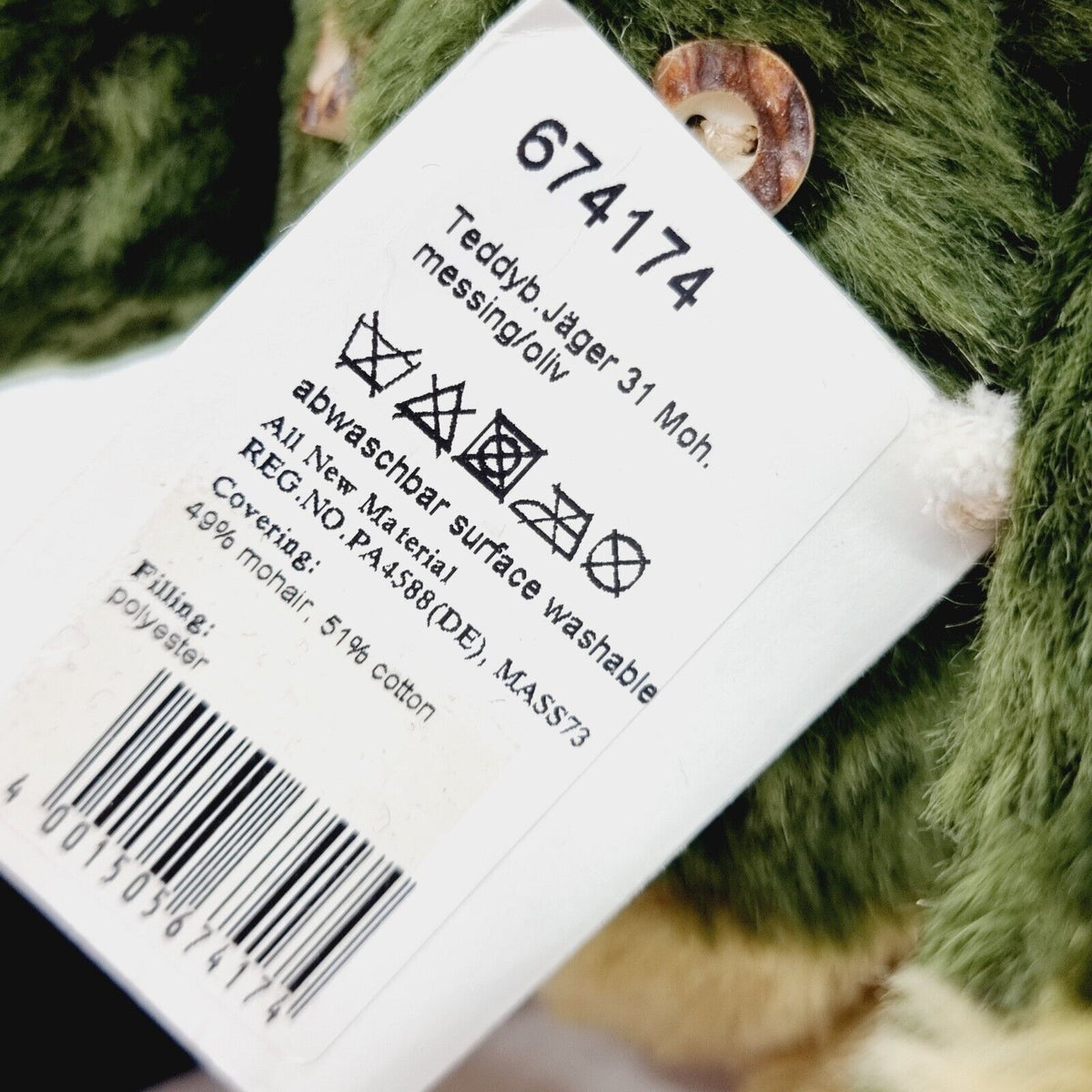 Steiff 674174 Teddybär Jäger 31 cm Mohair limitiert 1360 Jahr 2016