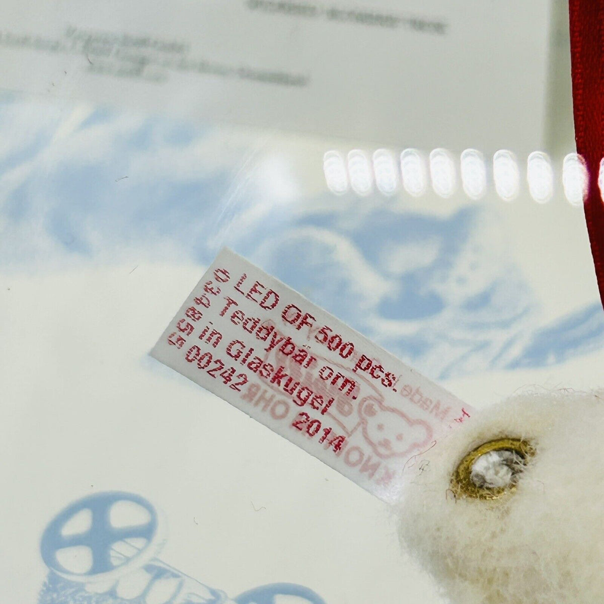 Steiff 034855 Teddybär Ornament in Glaskugel limitiert 500 aus 2014 8 cm