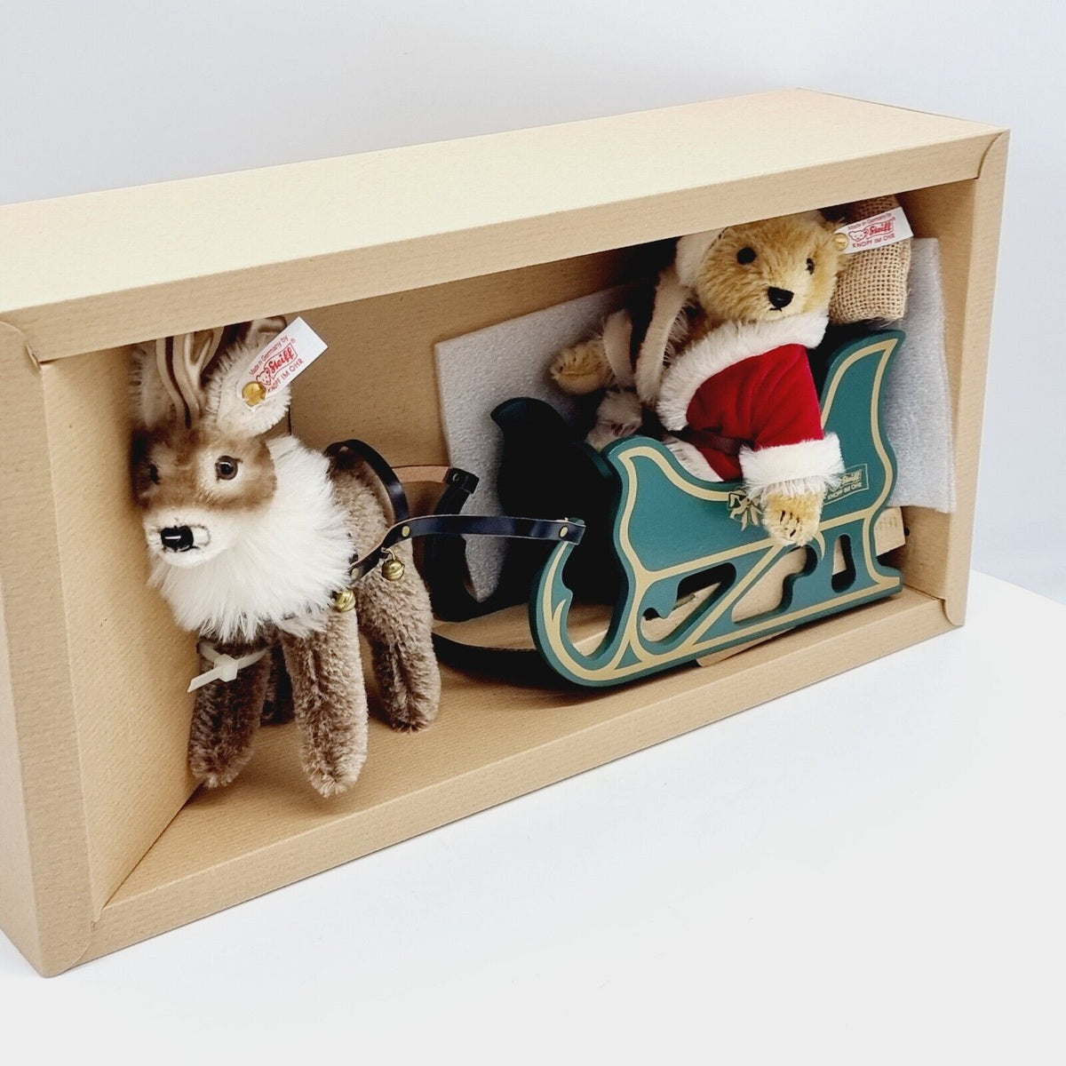 Steiff 670565 Teddybär Weihnachtsmann mit Rentier limitiert 2500 aus 2000