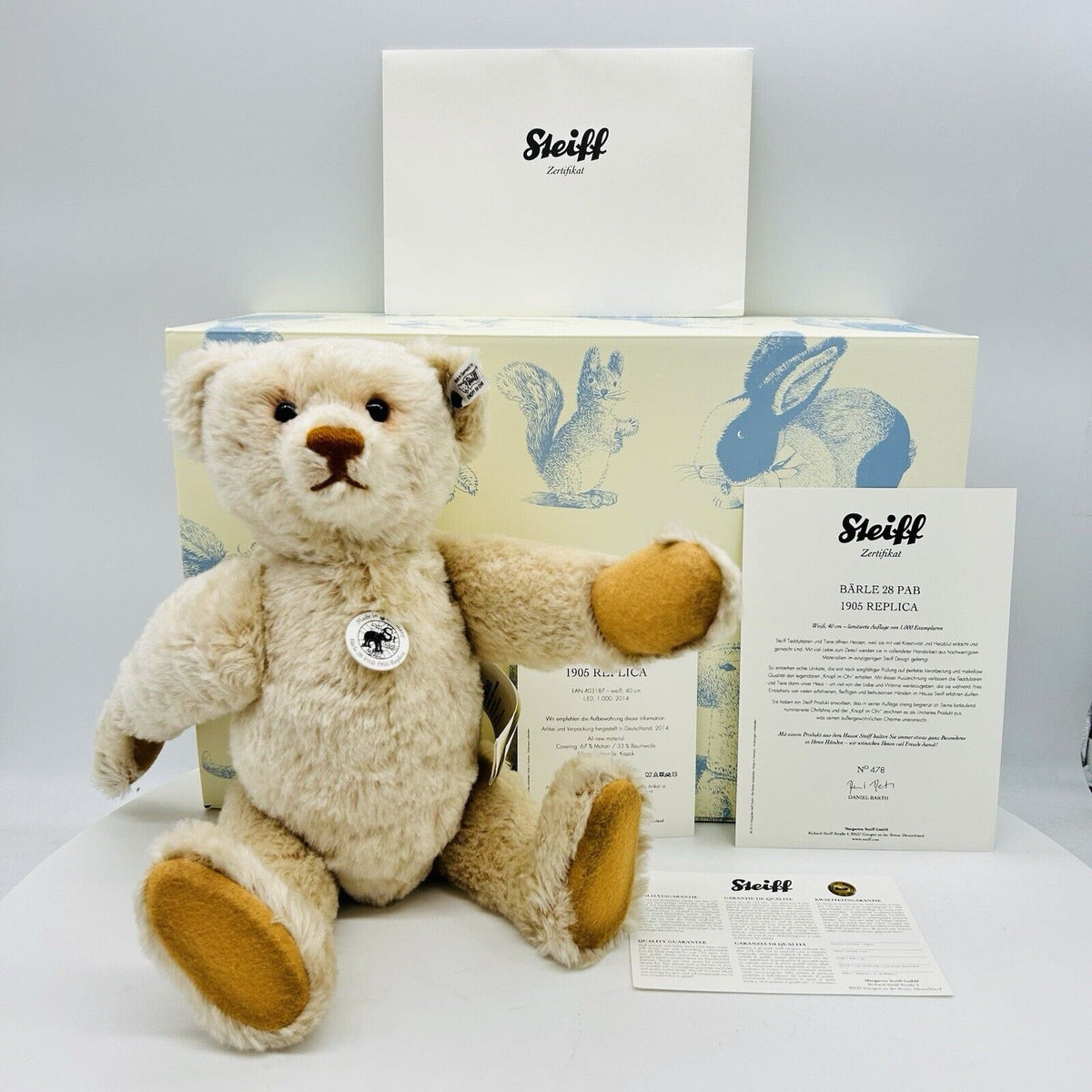 Steiff 403187 Teddybär Bärle 28 PAB 1905 Replica limitiert 1000 40 cm Mohair