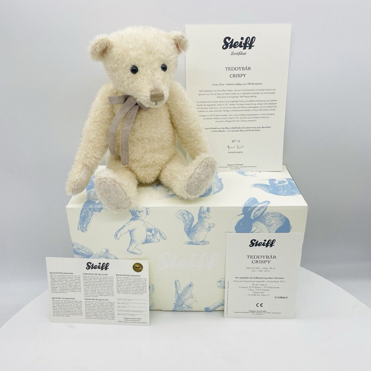 Steiff 021596 Teddybär Crispy limitiert 1360 aus 2016 28 cm Mohair