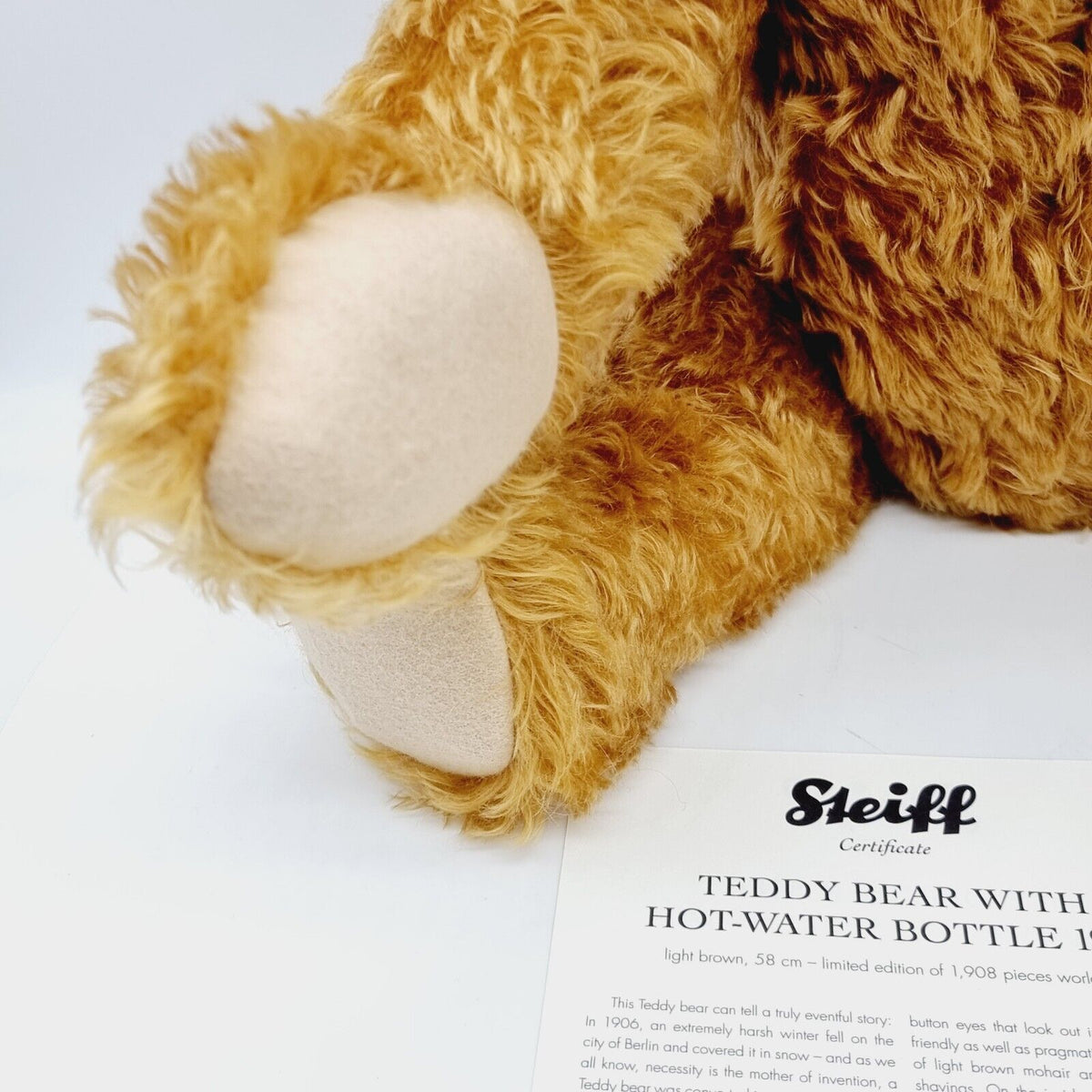 Steiff 408014 Teddybär mit Wärmflasche 1908 Replica limitiert 1908 58 cm Mohair