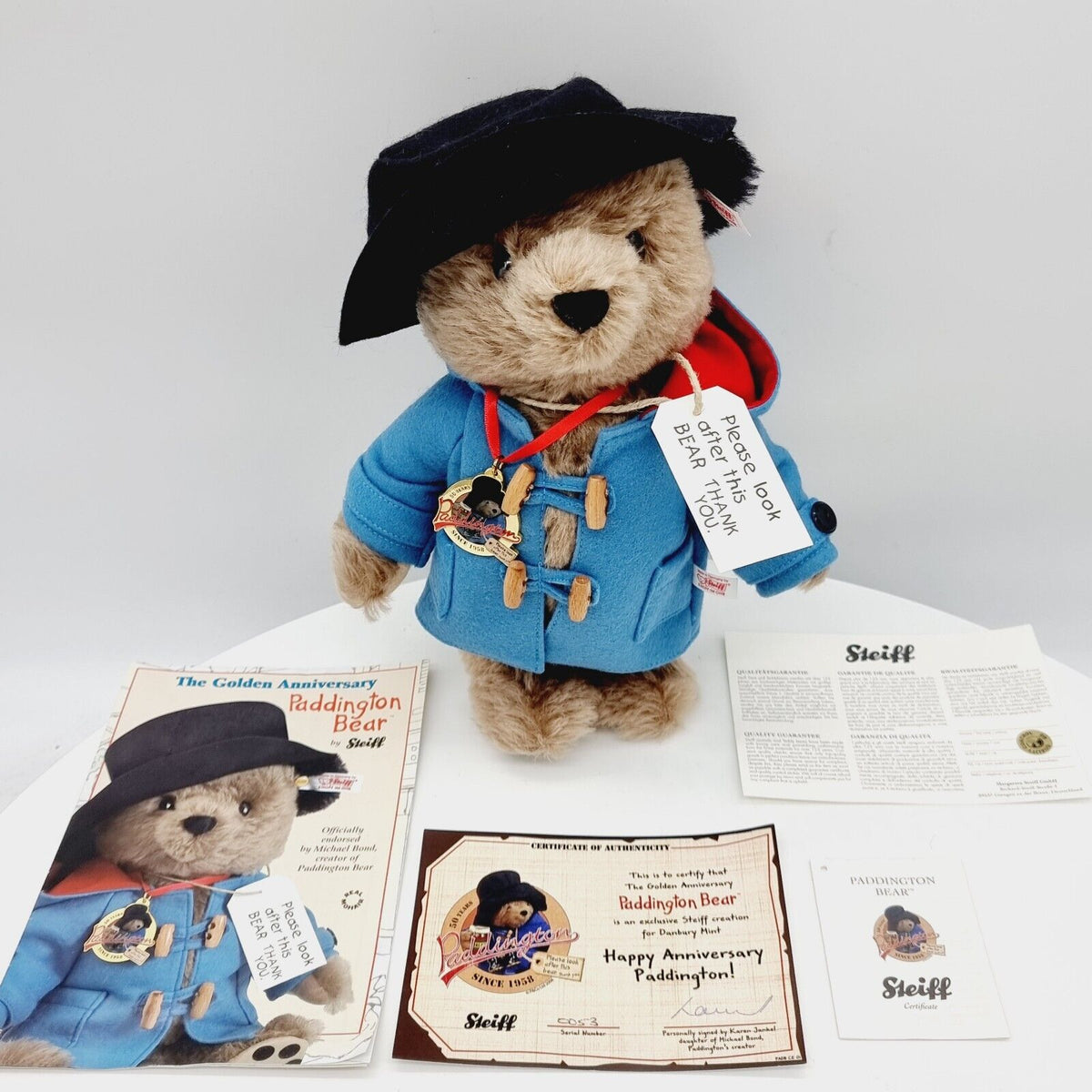 Steiff 662010 Paddington 50th Anniversay Teddybär 25 cm limitiert Jahr 2008