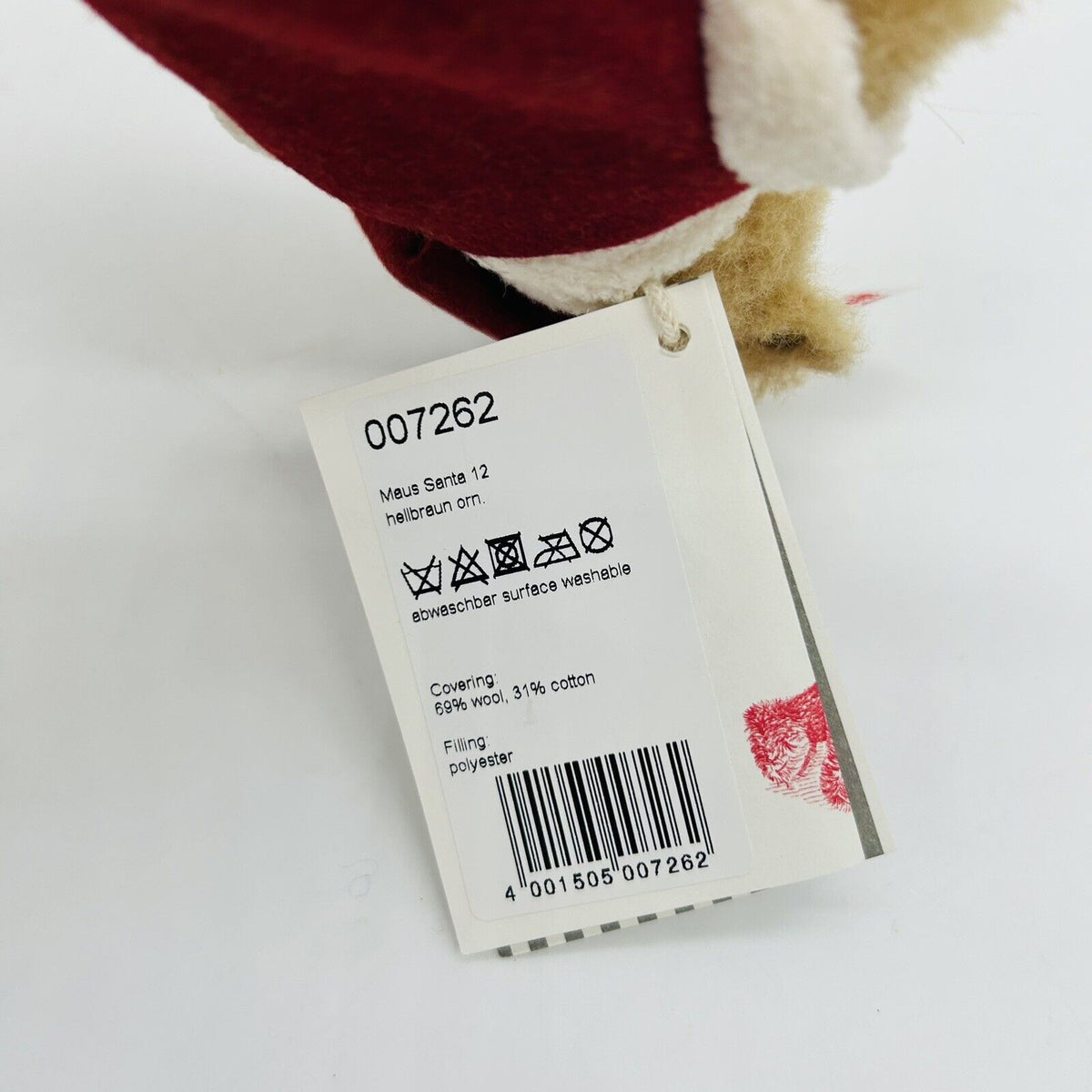 Steiff 007262 Ornament Maus Santa limitiert 2000 aus 2022 12 cm Mohair