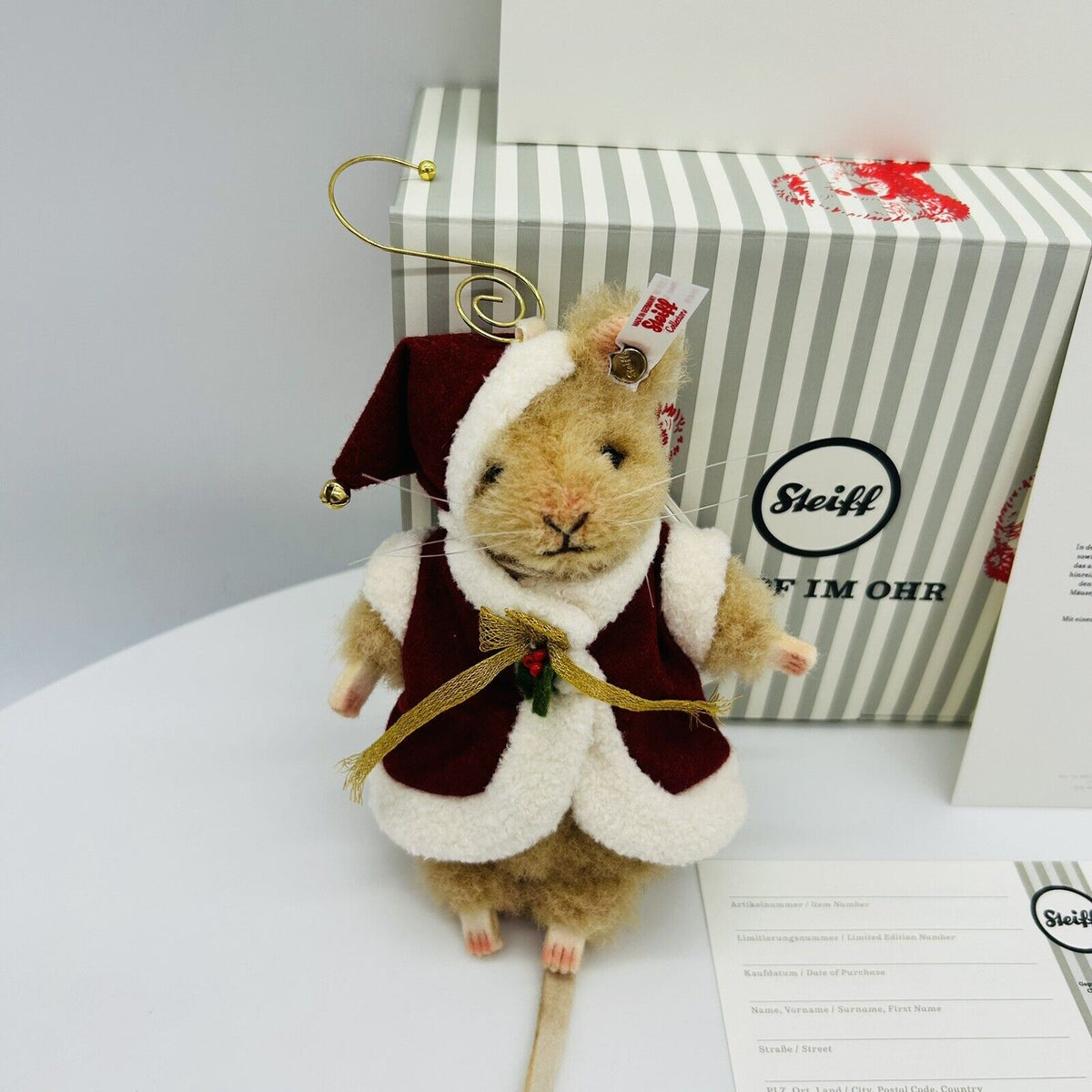 Steiff 007262 Ornament Maus Santa limitiert 2000 aus 2022 12 cm Mohair