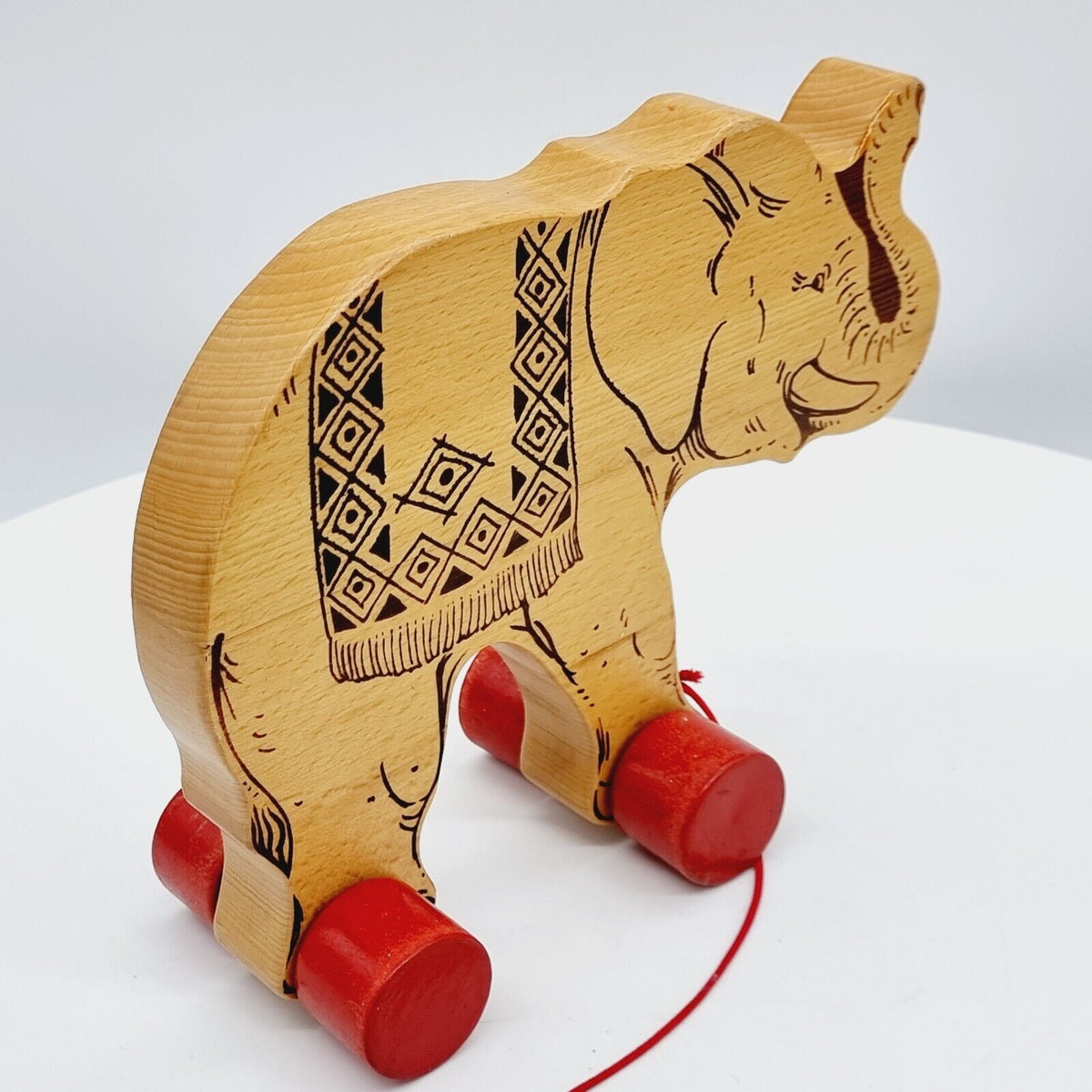Steiff 8350/20 Elefant auf Rädern Buchenholz Nachzieh-Tier 25 cm 1969 - 1974