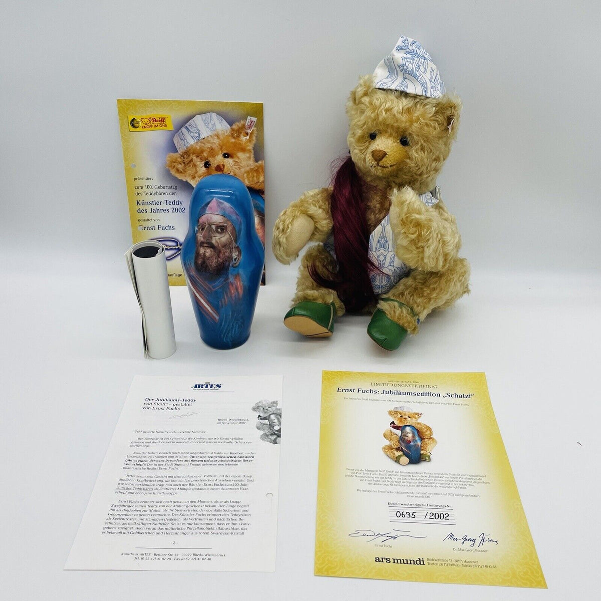 Steiff Ernst Fuchs Schatzi mit Babuschka 994609 limitiert 2002