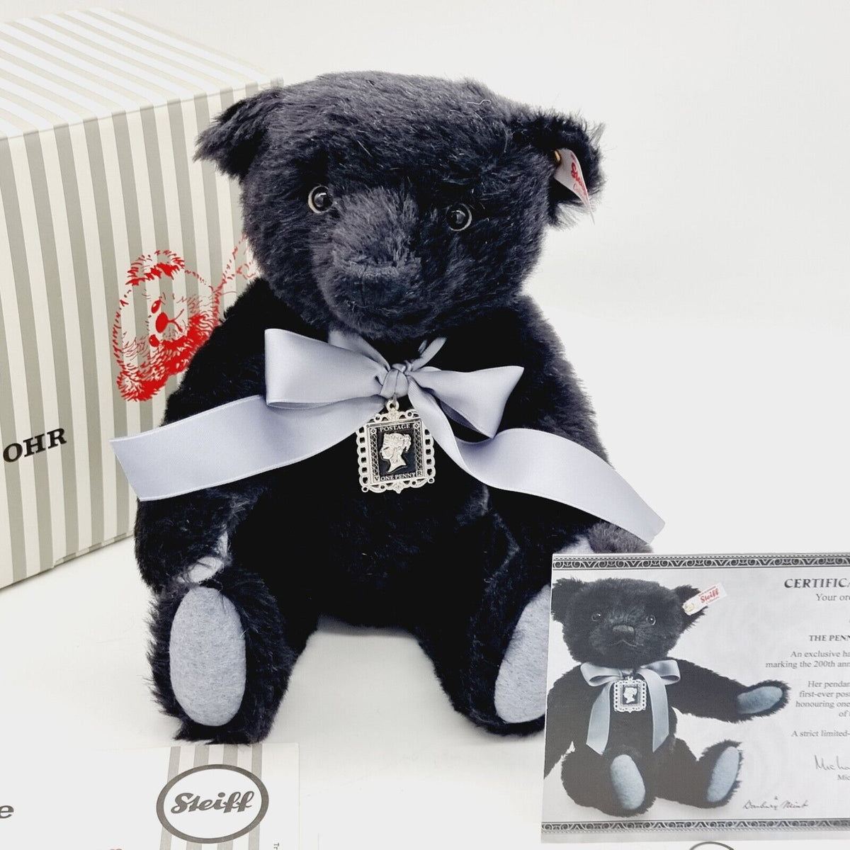 Steiff 690846 Danbury Mint Teddybär Schwarzer Einser Penny Black Bear 28 cm
