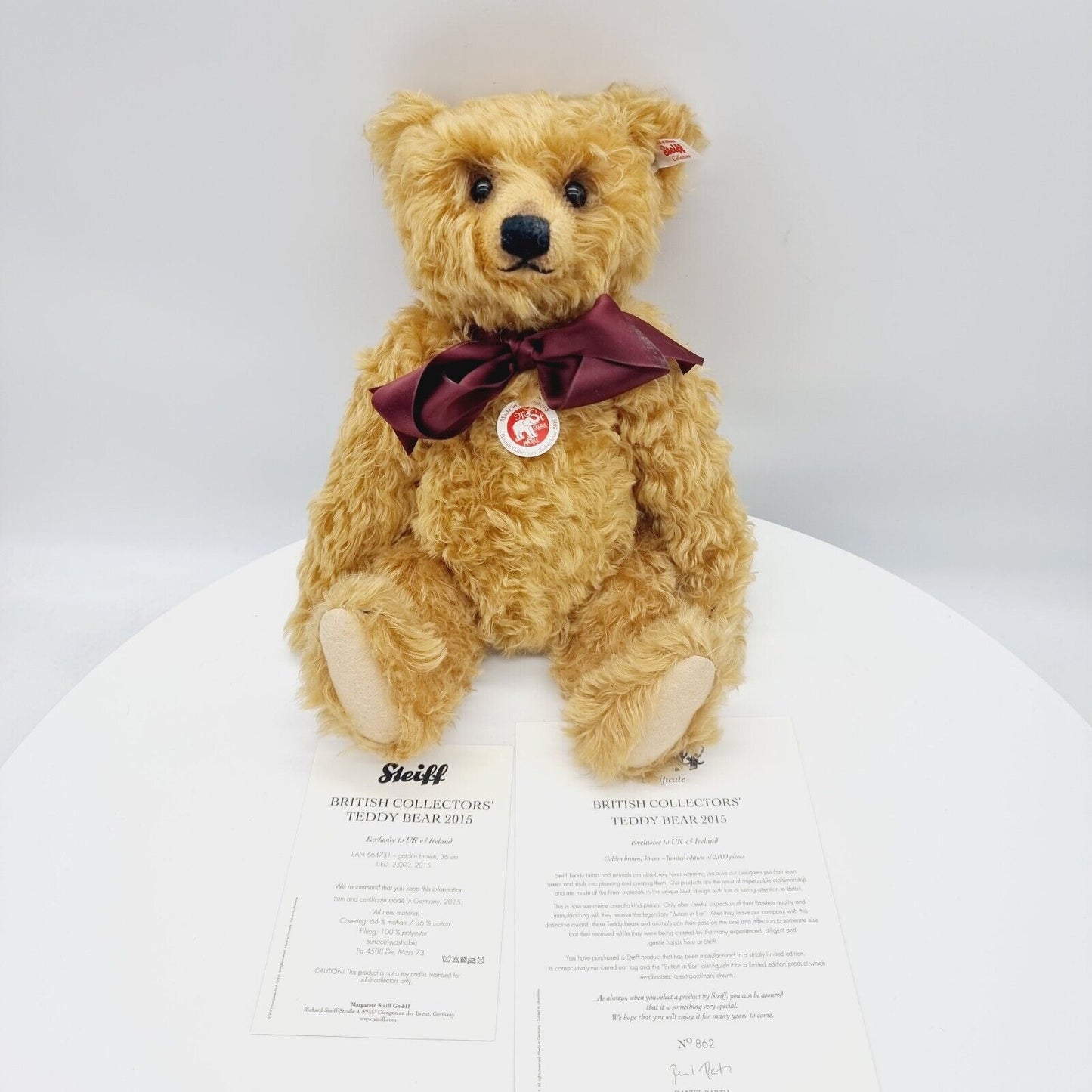 Steiff 664731 Teddybär British Collectors 2015 limitiert 2000 36 cm Mohair