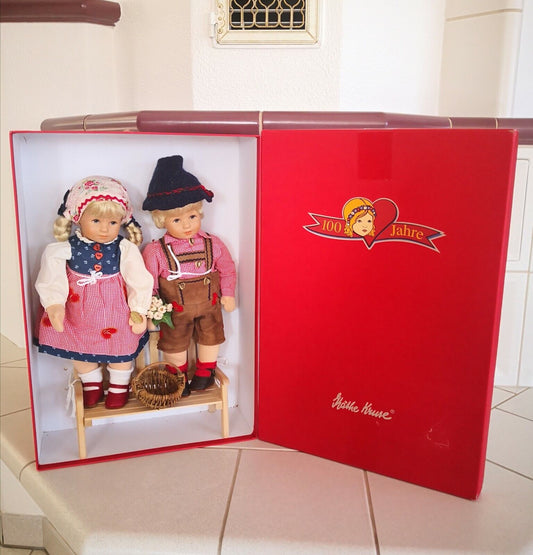 Käthe Kruse Puppenpaar "Erste Liebe" Sonderedition 100 Jahre Holzbank Karton