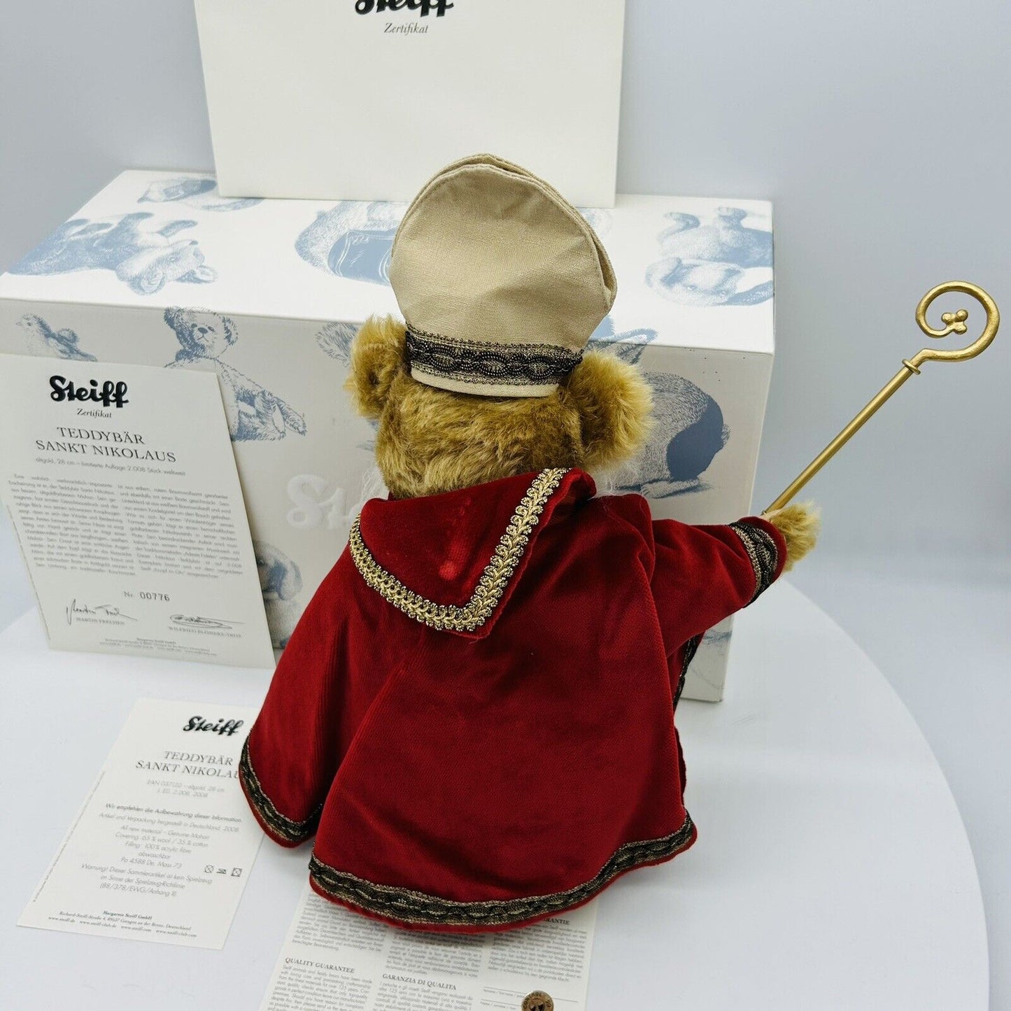 Steiff 037122 Teddybär Sankt Nikolaus limitiert 2008 aus 2008 28 cm Mohair