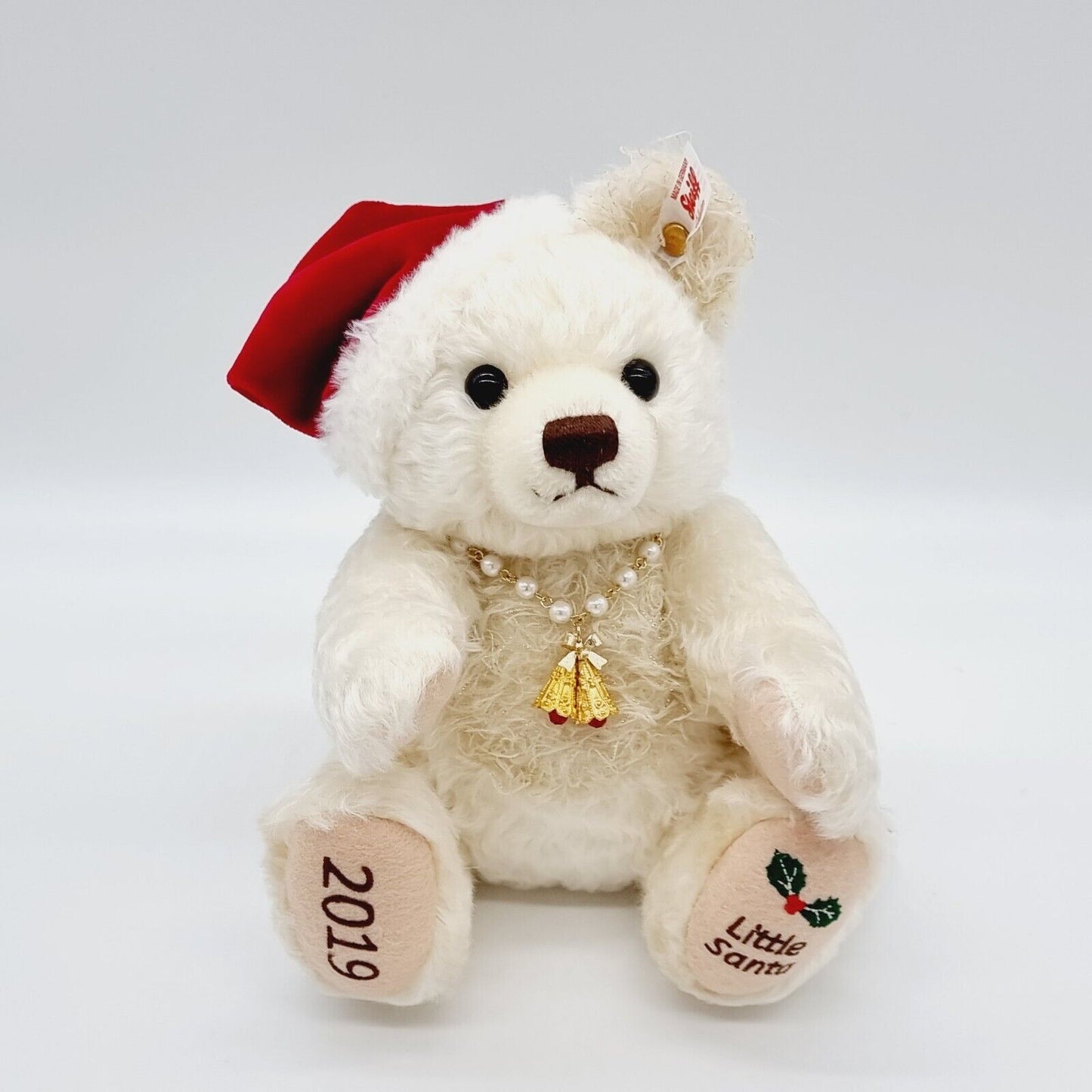 Steiff Teddybär Little Santa 2019 Pearl 678783 limitiert 1500 weiß 24 cm Mohair