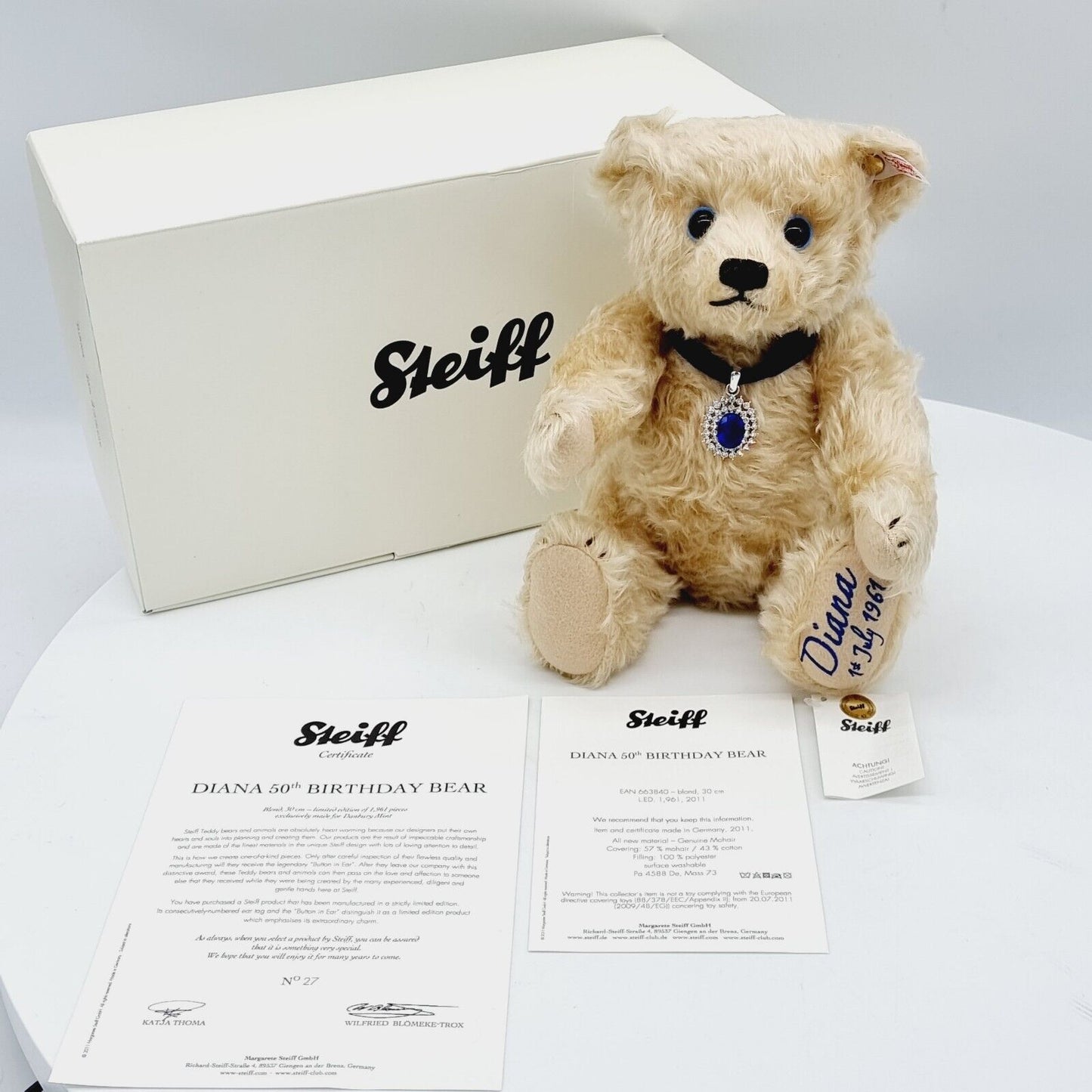 Steiff 663840 Teddybär Diana 50th Birthday limitiert 1961 aus 2011 30 cm Mohair