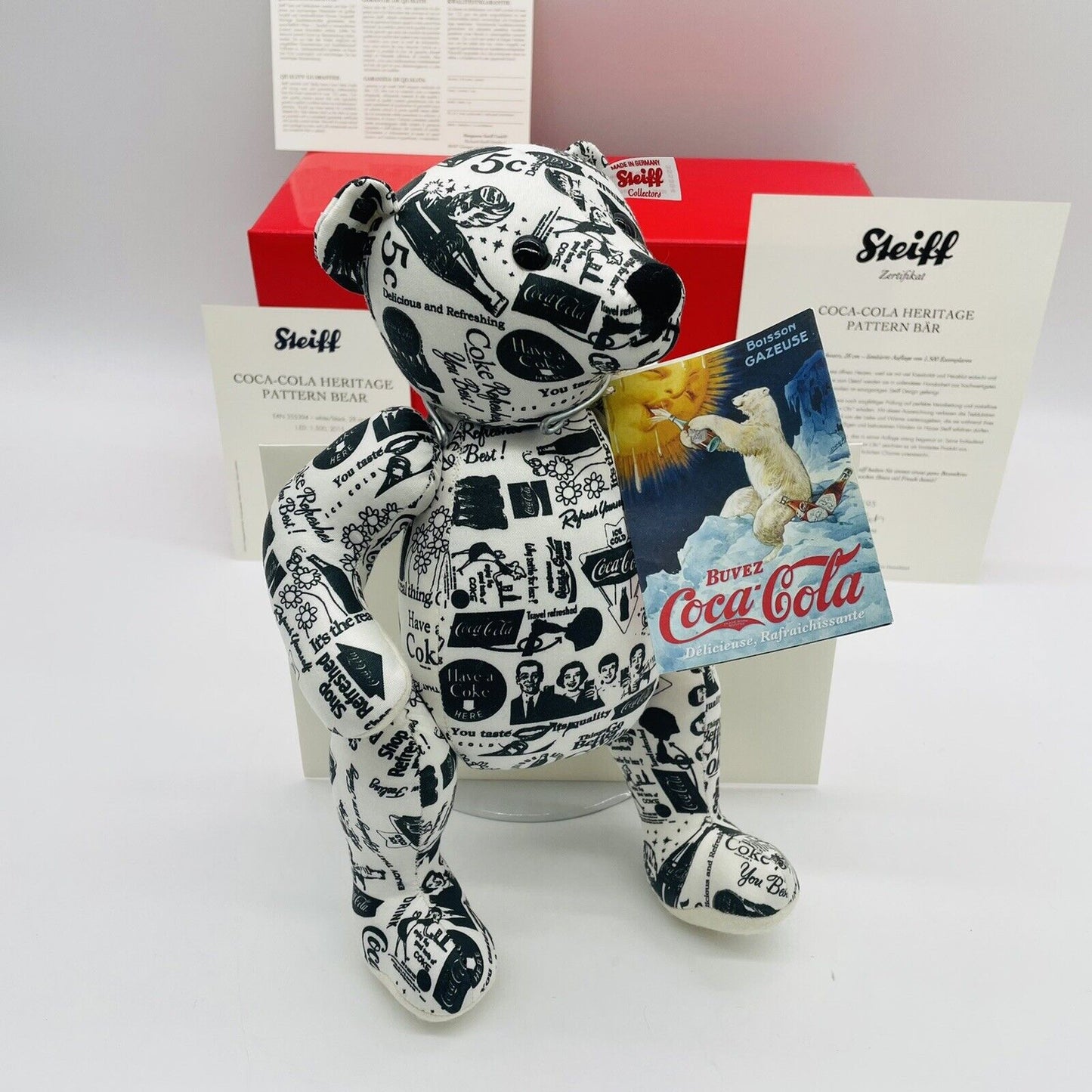 Steiff Coca Cola Heritage Pattern Teddybär 355394 limitiert 1500 Stück 2015