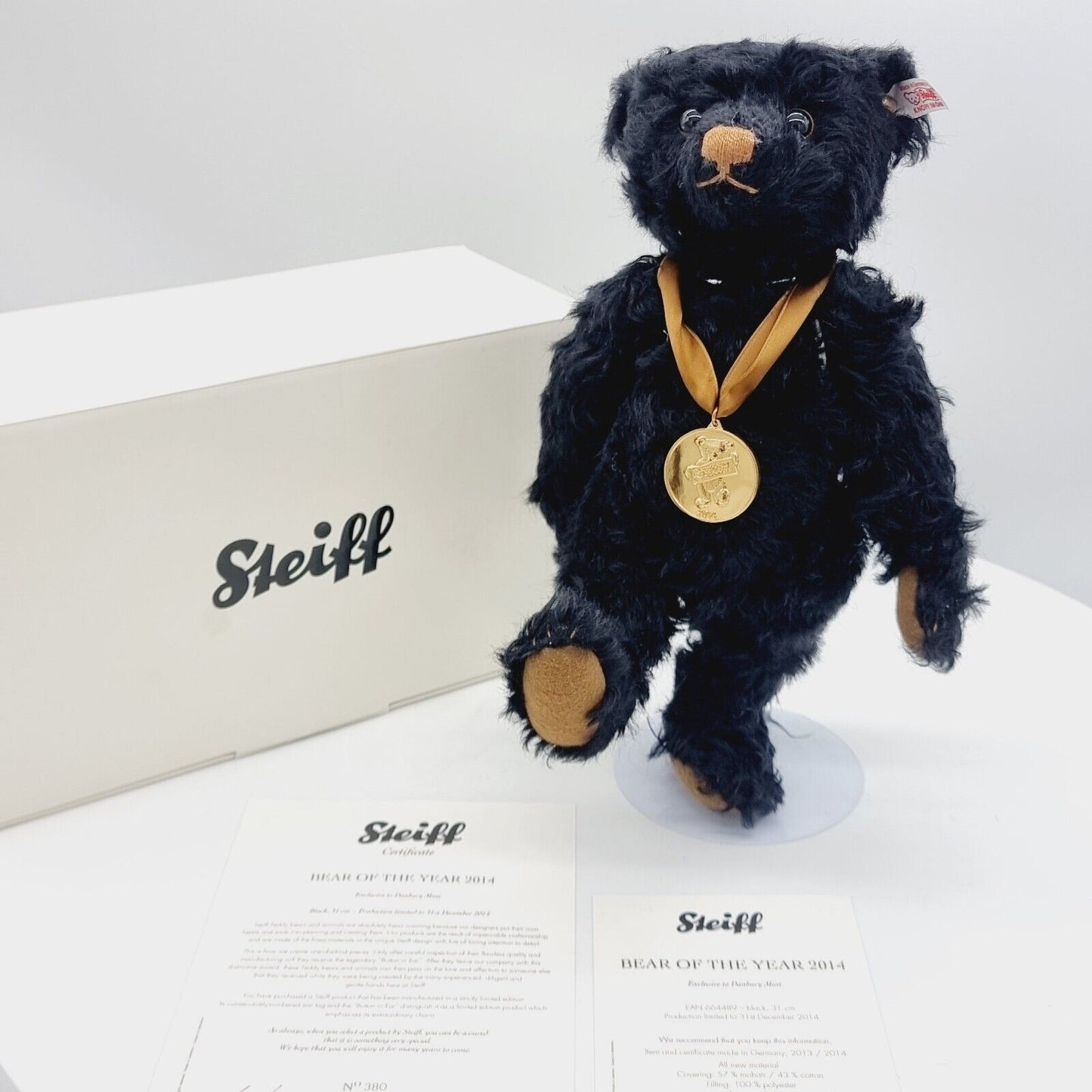 Steiff Danbury Mint 664489 Teddybär Year Bear 2014 limitiert 2014 31cm Mohair