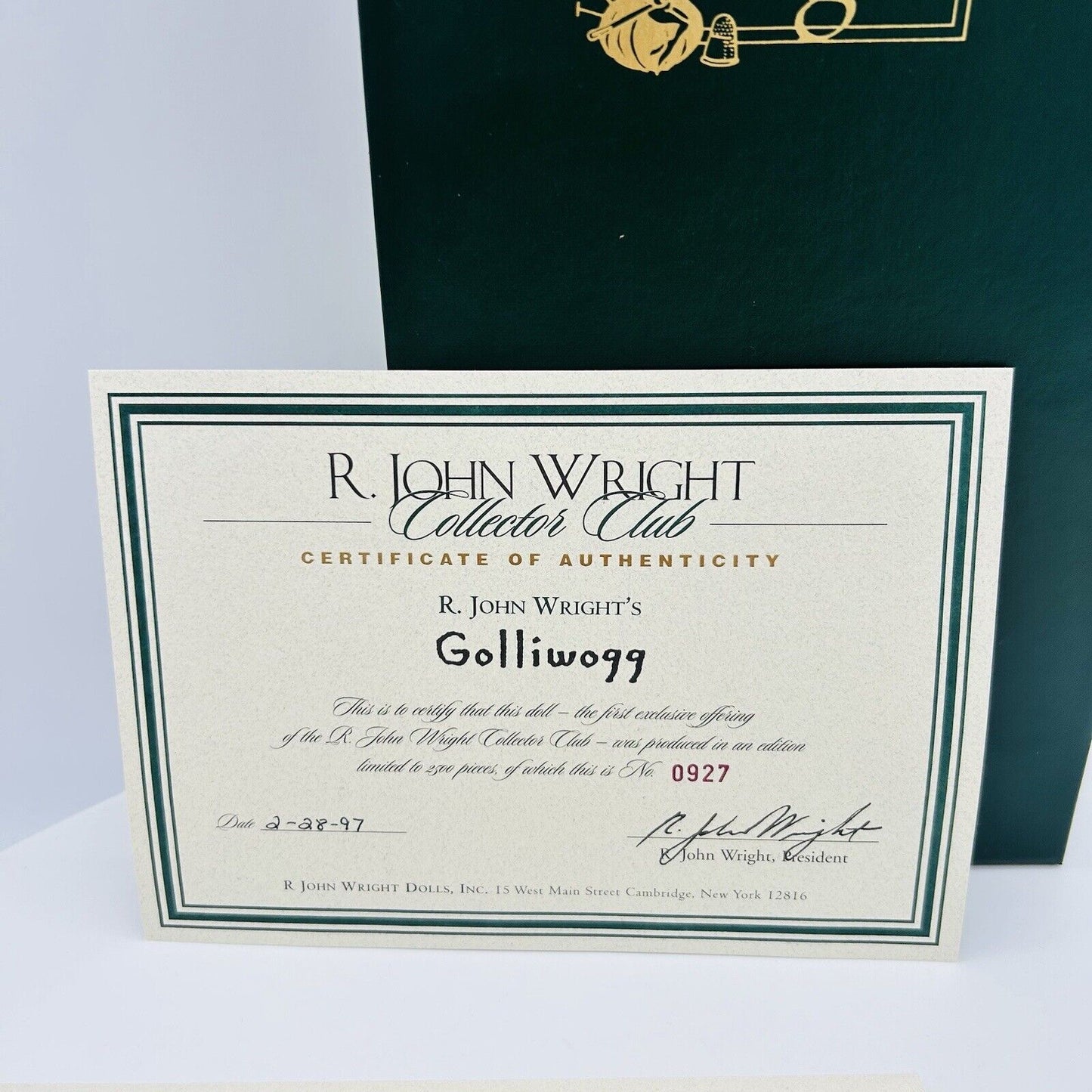 R John Wright Filzpuppe Golliwogg limitiert 2500 aus 1997 28 cm