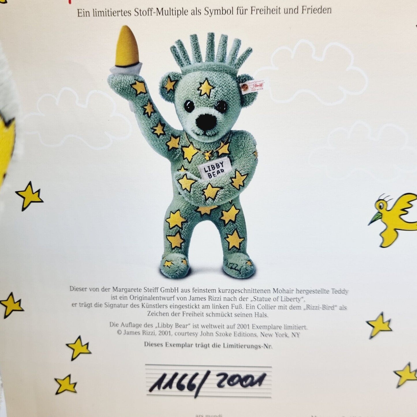 Steiff Teddybär  994975 Libby Bear für James Rizzi limitiert 2001 aus 2001