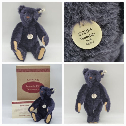 Steiff Teddybär Replica 1909 dunkelblau, LED 7 000, 35cm, EAN 406508