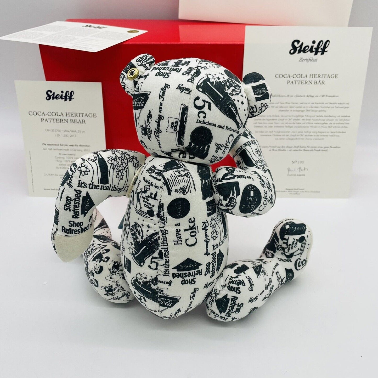 Steiff Coca Cola Heritage Pattern Teddybär 355394 limitiert 1500 Stück 2015