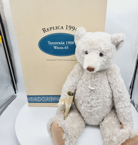 Steiff 406041 Teddybär 1908 weiß 65 cm Replica 1994 limitiert 7000 Zertifikat