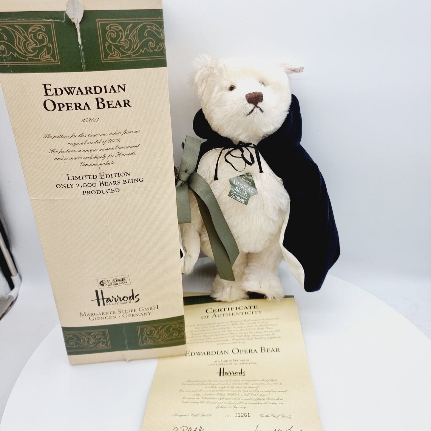 653131 Steiff Musical Bear Edwardian Opera Bear 38 cm limitiert weiß Musikwerk