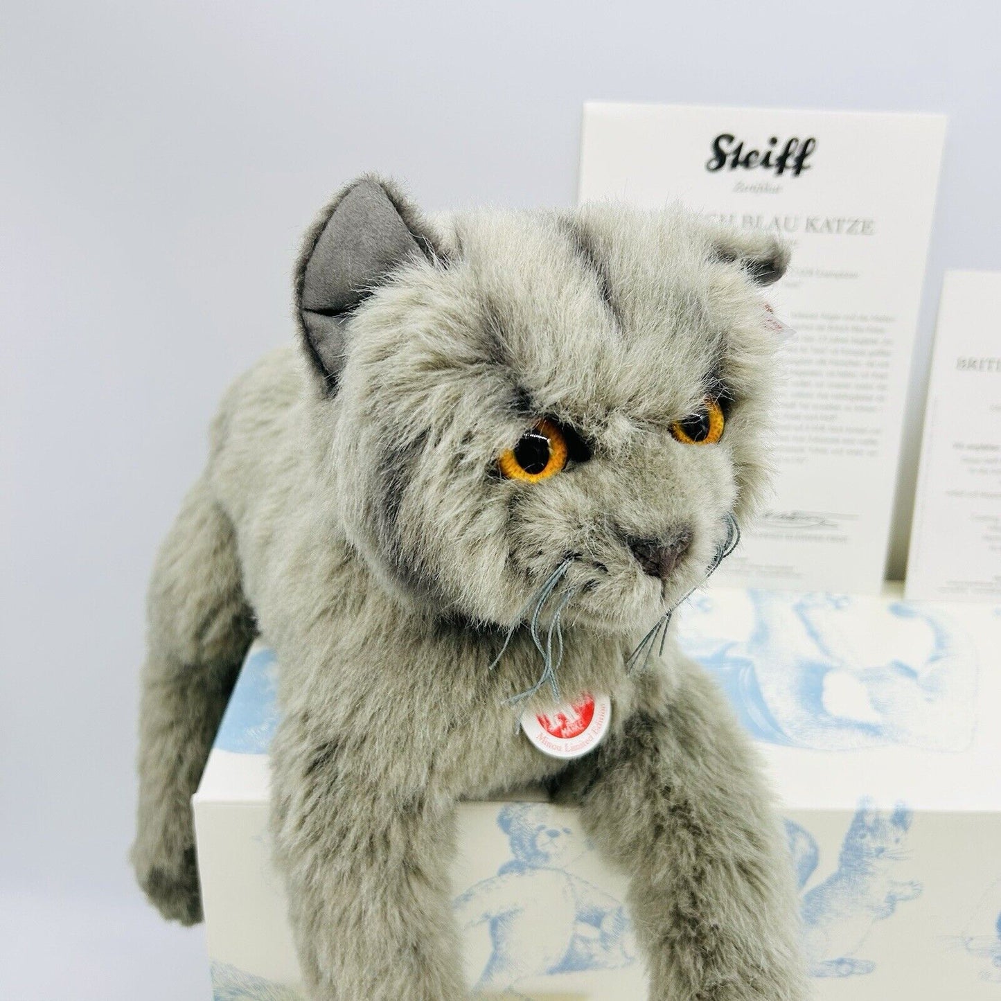 Steiff 656675 Britisch Blau Katze Minou limitiert 2008 aus 2008 35 cm Mohair