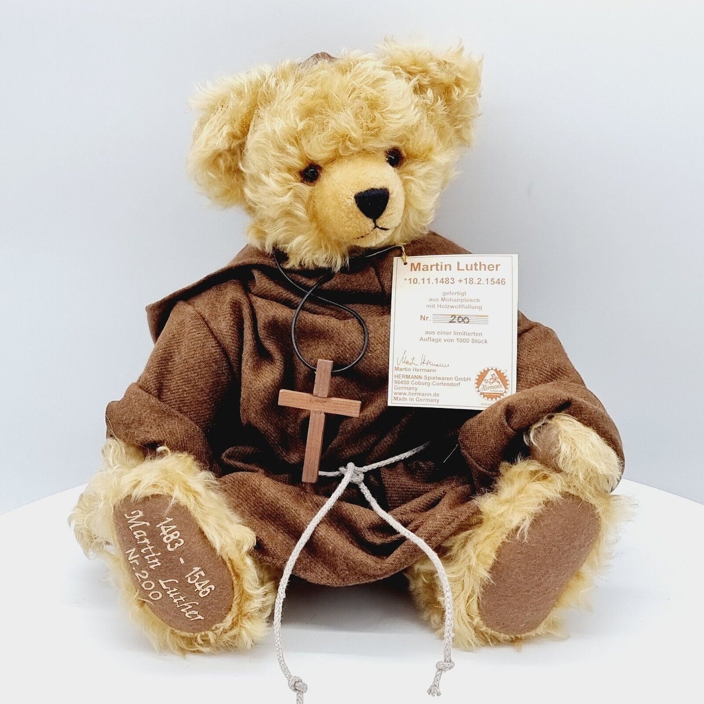 Nr. 200! Hermann Coburg Teddybär Martin Luther limitiert 1000 40 cm Mohair