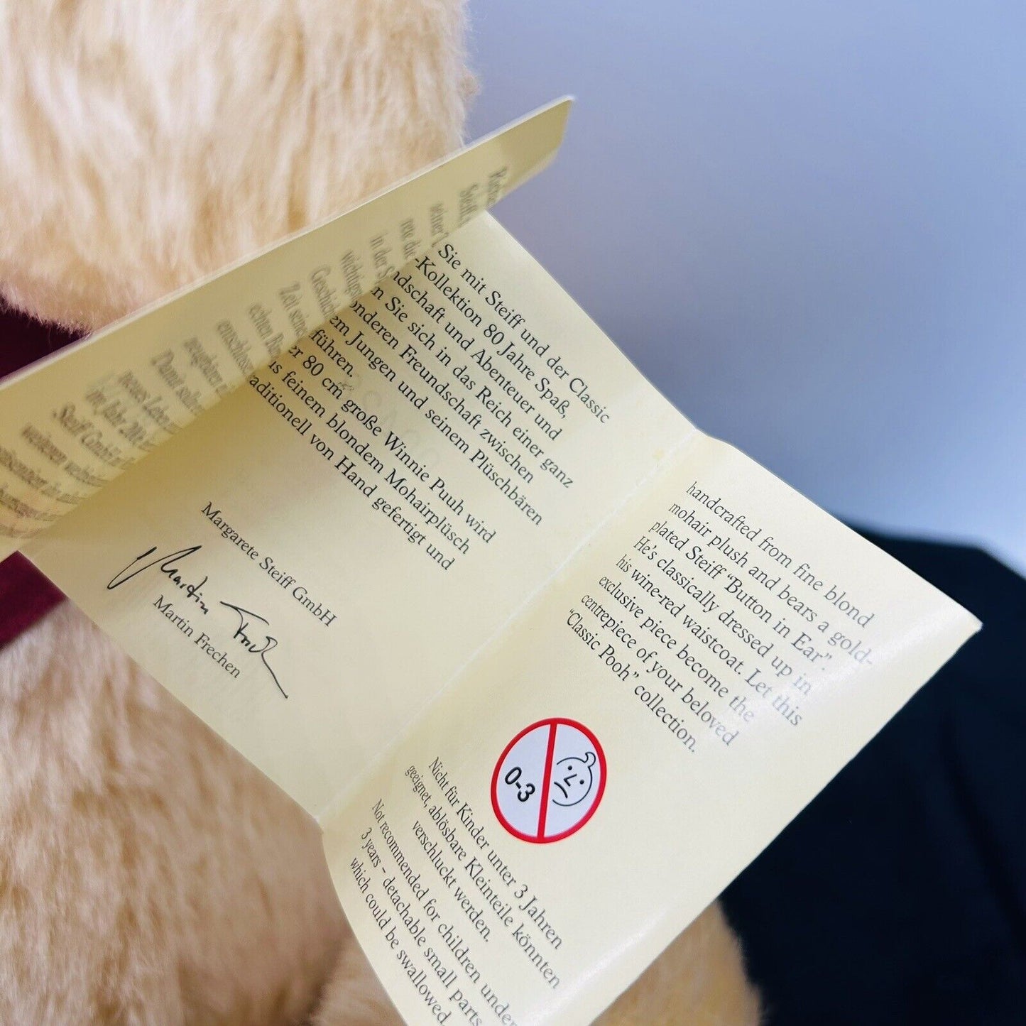Steiff 680328 Teddybär Winnie Pooh limitiert 1000 aus 2006 80 cm Mohair