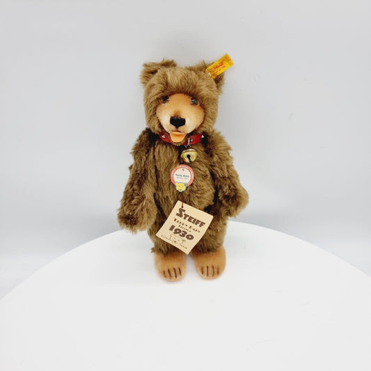 Steiff 0175/29 Teddybär Baby Replica 1930 mit Etikett Knopf Fahne rotes Halsband