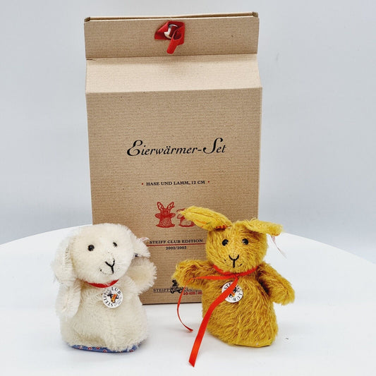 Steiff 420276 Eierwärmer-Set Hase und Lamm 12 cm Club Edition 2002 mit OVP