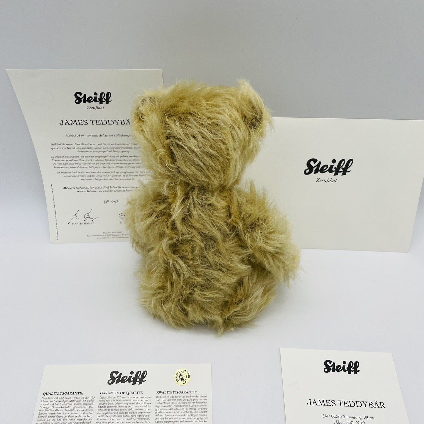 Steiff James Teddybär 036675 limitiert 1500 aus 2010 28cm Mohair