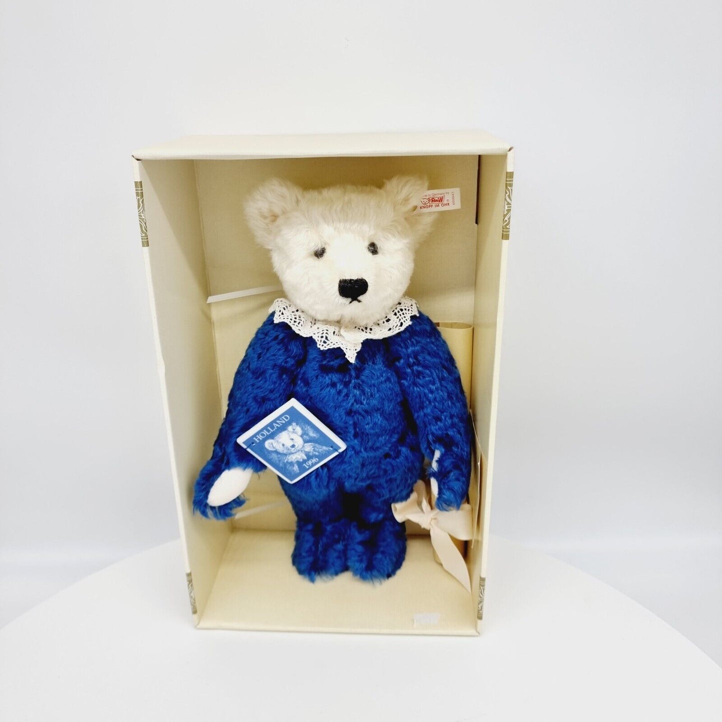 Steiff 659843 Holland Exklusiv Teddybär Delfter 1996 Weiss-Blau 33 cm limitiert