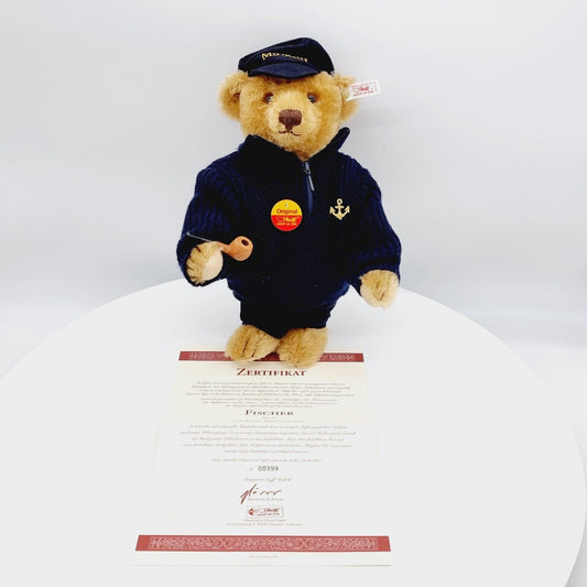 Nr. 999! Steiff 670114 Teddybär Fischer limitiert 2000 aus 1998 35 cm Mohair