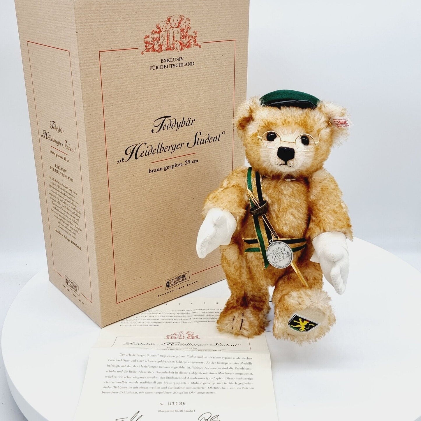 Steiff 671265 Teddybär Heidelberger Student limitiert 2000 aus 2002 Mohair